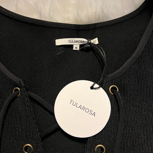 Tularosa size M black ribbed bodysuit with lace up front NEW - Picture 13 of 15